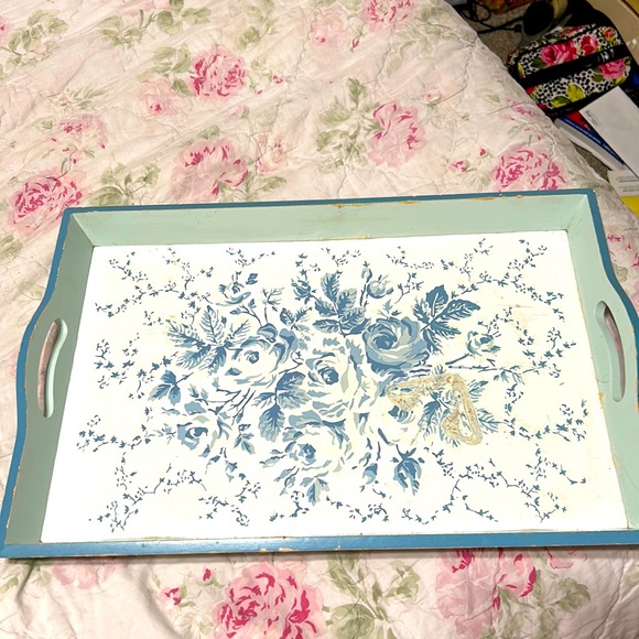 Gorgeous, Vintage Wooden “Antique Blue” Bedroom Tray. - Picture 1 of 9